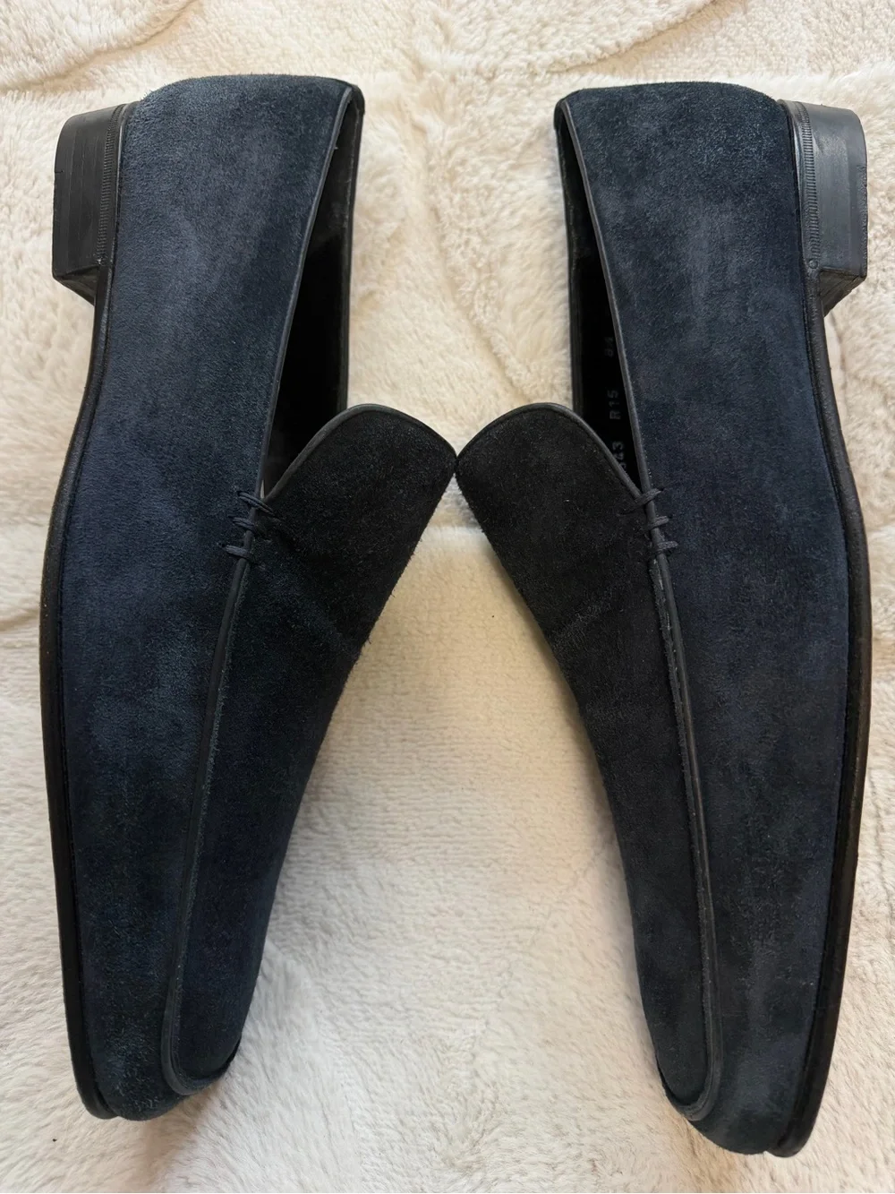 $850 Ferragamo Men's Navy Blue Suede Slip-On Loafers 8.5 D